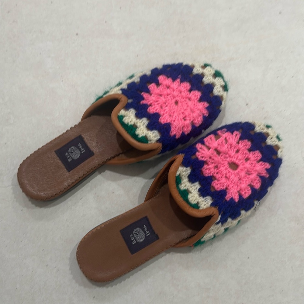 Handmade Crochet Mules - Pink and Blue